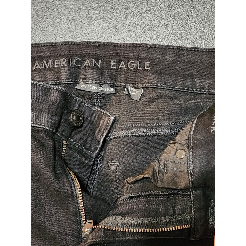 American Eagle Skinny Kick High Rise Next Level Stretch 4 X-Long Black - Picture 2 of 10